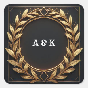 Gouden lauwerkrans embleem boog  vierkante sticker
