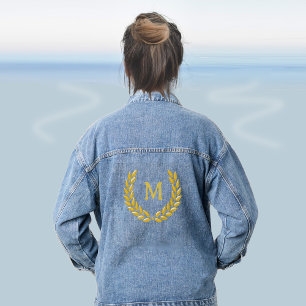 Gouden lauwerkrans en monogram denim jacket