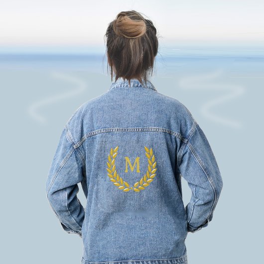 Gouden lauwerkrans en monogram denim jacket