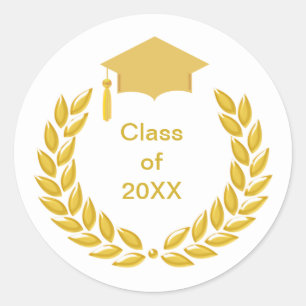Gouden lauwerkrans Klas van 20XX afstuderen Classi Ronde Sticker