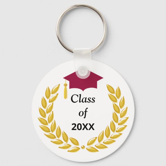 Gouden lauwerkrans klas van 20XX Sleutelhanger (Voorkant)