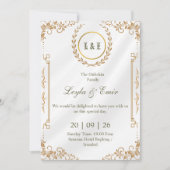 Gouden Lauwerkrans Monogram Save the Date (Voorkant)