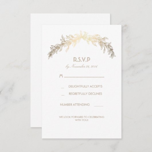 Gouden lauwerkrans trouw RSVP-kaarten RSVP Kaartje (Voorkant / Achterkant)