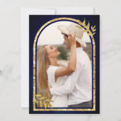 Gouden lauwerkrans verlaat Royal Blue Wedding Kaart (Achterkant)