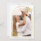 Gouden lauwerkrans verlaat witte bruiloft kaart (Achterkant)