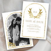 Gouden lauwerkrans verlaat witte bruiloft save the date