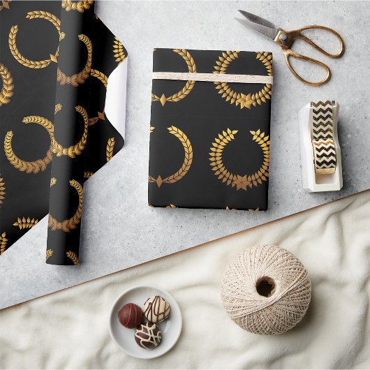 Gouden lauwerkransen inpakpapier