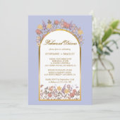 Gouden Lavendel Elegante bruiloft repetitie diner Kaart (Staand voorkant)
