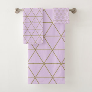 Gouden lavendel geometrische driehoeken boho glamo bad handdoek