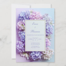 Gouden Lavendel Hydrangea Lijst Trouwkaart