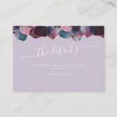 Gouden Lavendel Hydrangeas Huwelijksdetails Websit Informatiekaartje (Voorkant)