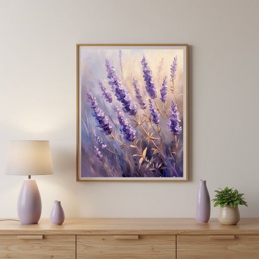 Gouden lavendel muurkunstprint | Verticale poster