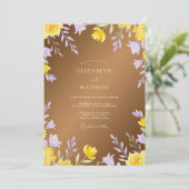 Gouden lavendel waterverf bruiloft kaart (Staand voorkant)