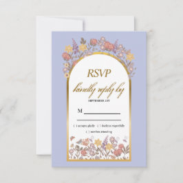 Gouden Lavendel Wildflower Modern Elegant Bruiloft RSVP Kaartje