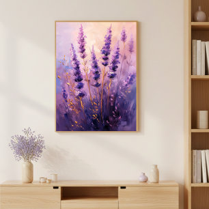 Gouden lavendelbloemen muurkunst print poster