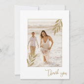 Gouden Leaf Foto Elegant Bruiloft Dank u Bedankkaart (Voorkant)
