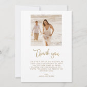 Gouden Leaf Foto Elegant Bruiloft Dank u Bedankkaart (Achterkant)