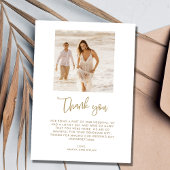 Gouden Leaf Foto Elegant Bruiloft Dank u Bedankkaart