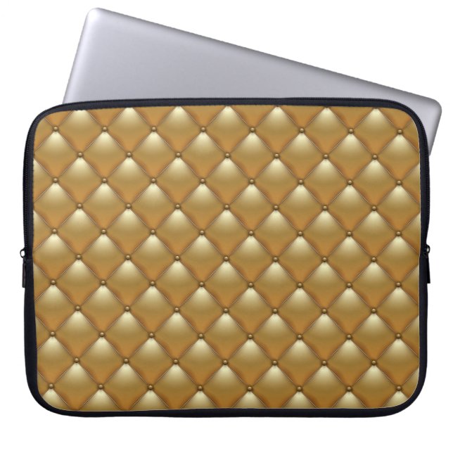 Gouden lederen bekleding,  bank. laptop sleeve (Voorkant)
