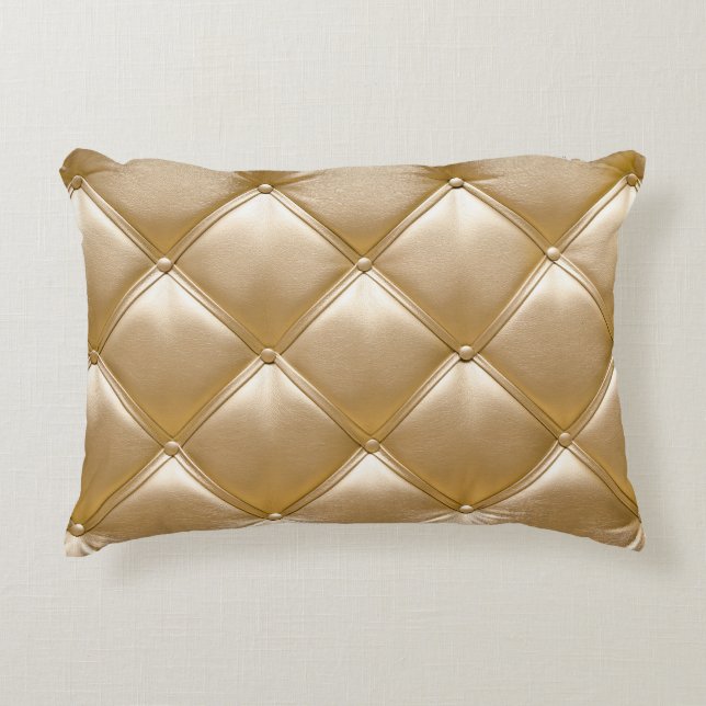 Gouden lederen bekleding close-up accent kussen (Voorkant)