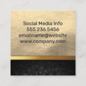 Gouden leer en metalen afwerking | Geometrisch Vierkante Visitekaartje (Achterkant)