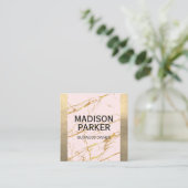 Gouden leer | Roze goud marmer abstract Vierkante Visitekaartje (Staand voorkant)