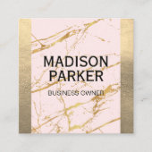 Gouden leer | Roze goud marmer abstract Vierkante Visitekaartje (Voorkant)
