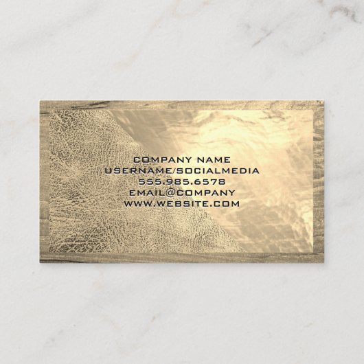 Gouden Leerfolie en Hout Visitekaartje (Achterkant)