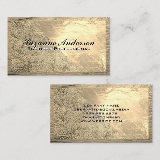 Gouden Leerfolie en Hout Visitekaartje (Voorkant / Achterkant)