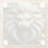 Gouden Leeuw Embleem van Kracht en Kracht Glazen Onderzetter (Achterkant)