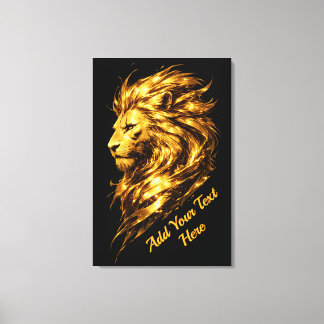 Gouden Leeuw Erfenis | Gepersonaliseerde Luxe Goud Canvas Afdruk