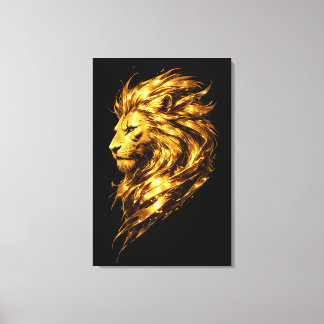Gouden Leeuw Erfenis | Luxe Gouden Leeuw Canvaspri Canvas Afdruk