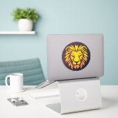 Gouden Leeuw hoofd embleem Sticker (Laptop op bureau)