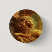 Gouden Leeuw Knop Ronde Button 3,2 Cm (Voorkant)