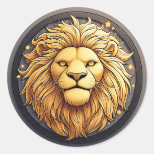 🦁 Gouden Leeuw Kosmische Cirkel Sticker Cadeau