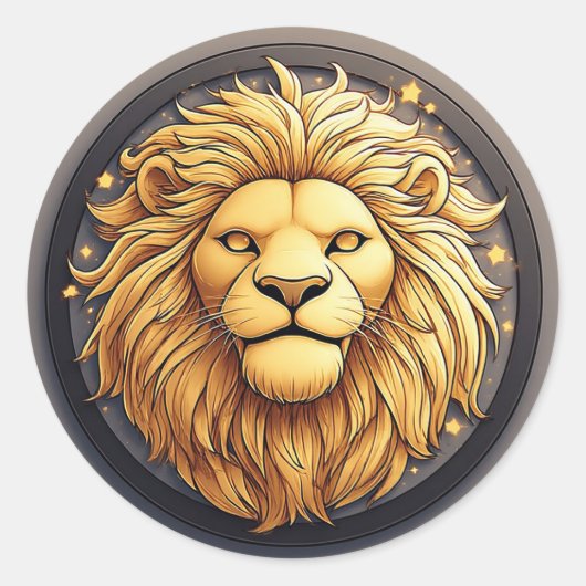 🦁 Gouden Leeuw Kosmische Cirkel Sticker Cadeau (Voorkant)