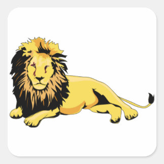Gouden Leeuw Liggend Vierkante Sticker
