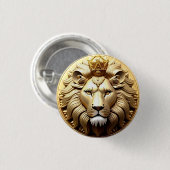 Gouden Leeuw medaille met kroon Ronde Button 3,2 Cm (Voorkant /achterkant)