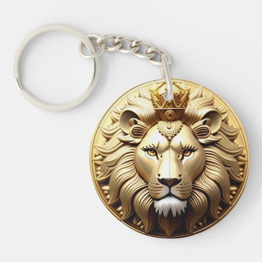 Gouden Leeuw medaille met kroon Sleutelhanger (Voorkant)