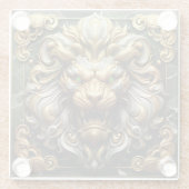 Gouden Leeuw met smaragdgroene accenten Glazen Onderzetter (Achterkant)