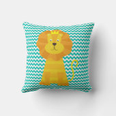 Gouden Leeuw op Aqua Blue en White Chevron Stripe Kussen (Achterkant)