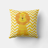 Gouden Leeuw op Gouden en Witte Chevron Sierkussen (Achterkant)