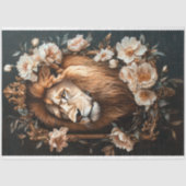 Gouden Leeuw Portret Witte Bloemen Luxe Boutique Tissuepapier (Voorkant)