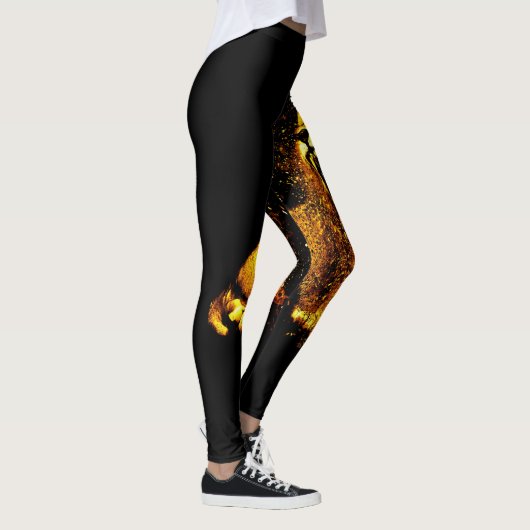 Gouden Leeuw Roaring Print Leggings (Rechts)