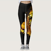 Gouden Leeuw Roaring Print Leggings (Voorkant)