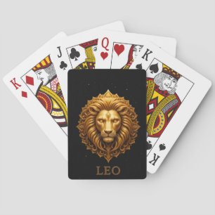 Gouden Leeuw Symbool dat Kracht Vertegenwoordigt,  Pokerkaarten