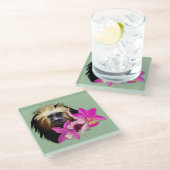 Gouden Leeuw Tamarin Aap Glazen Onderzetter (Schuin)