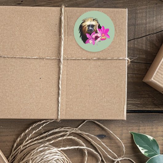 Gouden Leeuw Tamarin Aap Ronde Sticker