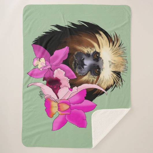 Gouden Leeuw Tamarin Aap Sherpa Deken (Voorkant)