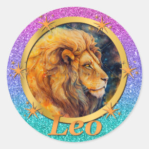Gouden Leeuw Zodiac Horoscoop Een Motiverende Insp Ronde Sticker